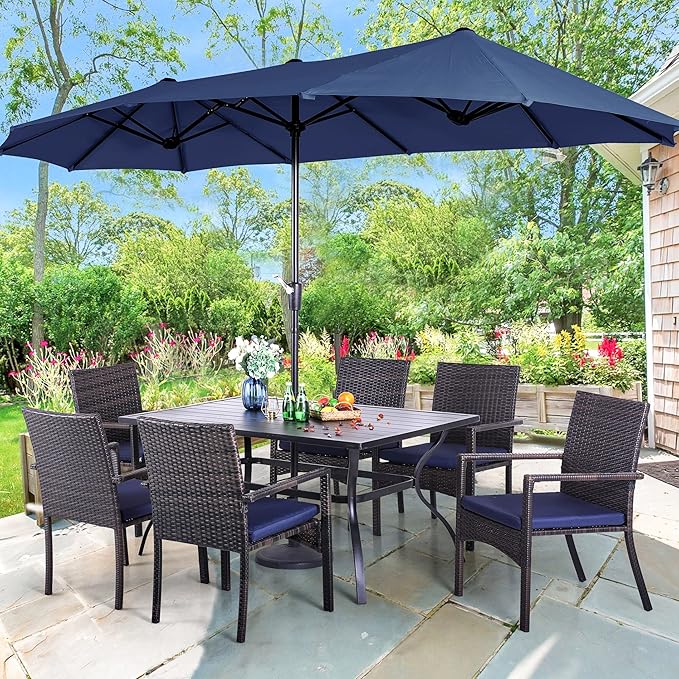 PHI VILLA Patio Wicker Chair Set of 2, Outdoor Modern PE Rattan Armchair with Removable Cushions for Deck, Porch, Balcony