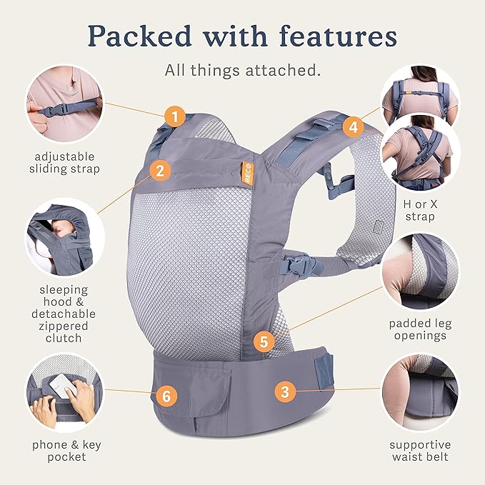 Beco Toddler Carrier - Breathable 3D Mesh Front-Carry & Backpack Style Carrier with Tall Supportive Back and Ergonomic extra-wide Seat to accomodate children from 18months (20-60 lbs) - Cool Dark Grey