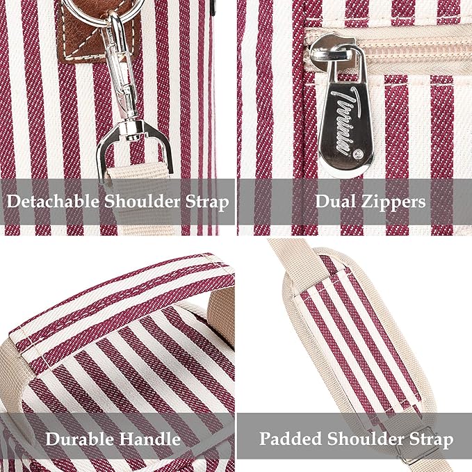 Tirrinia Single Wine Cooler Bags - Insulated & Padded Portable Wine Gift Tote Carrier for Travel, BYOB Restaurant, Wine Tasting, Party, Great Gift for Wine Lover, Wine Stripe