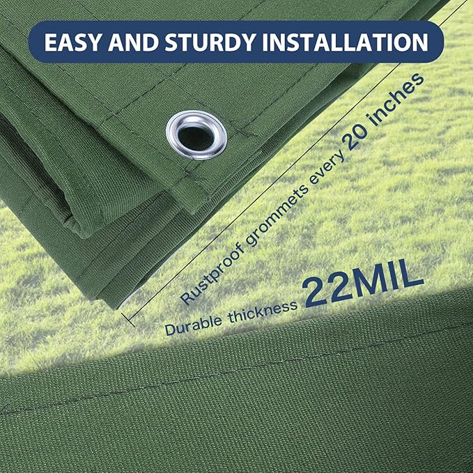 8’x10’ Canvas Tarps Heavy Duty Waterproof Tarpaulins with Aluminum Grommets,UV Resistant, 22Mil Multipurpose Drop cloth, 14oz Durable Cover Sheet for Outdoor and Indoor Use with Ropes.