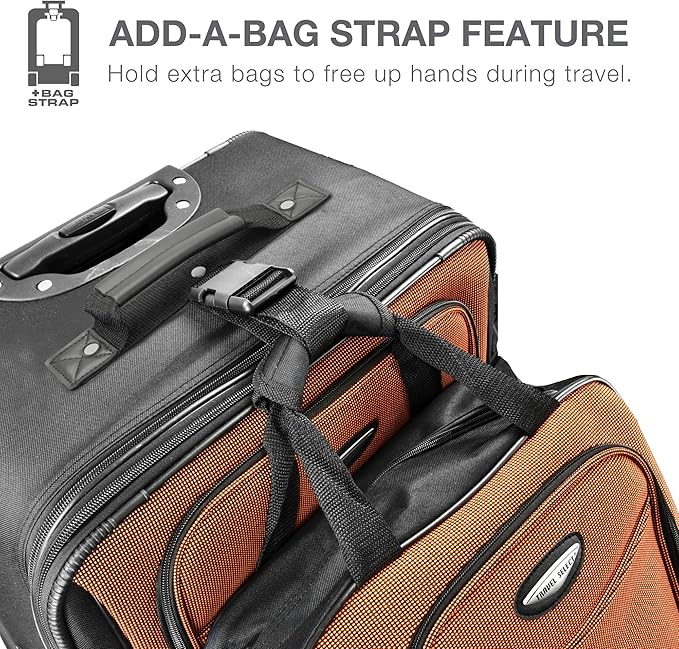 Travel Select Amsterdam 21-Inch Softside Expandable Carry-On Luggage, Lightweight 2-Wheel Upright, Expandable, TSA Lock, Gray
