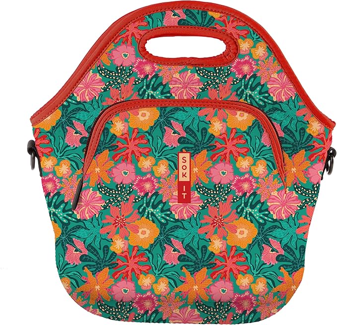 Sok It LunchTote Zippered Bag Insulated Neoprene Caddy (Tropic Like It's Hot, X-Large 6.5 Quart Lunch Tote)