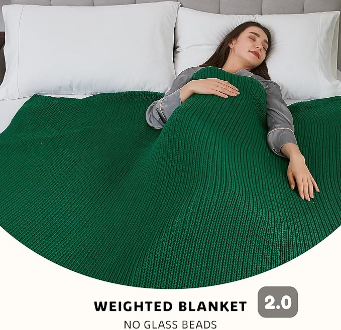 L'AGRATY Knitted Weighted Blanket - 48"x72" 20lbs Cooling Chunky Knit Heavy Blanket for Adults Braided Crochet Throw Thick Cable Yarn Knit Decorative No Beads Evenly Weighted Machine Washable