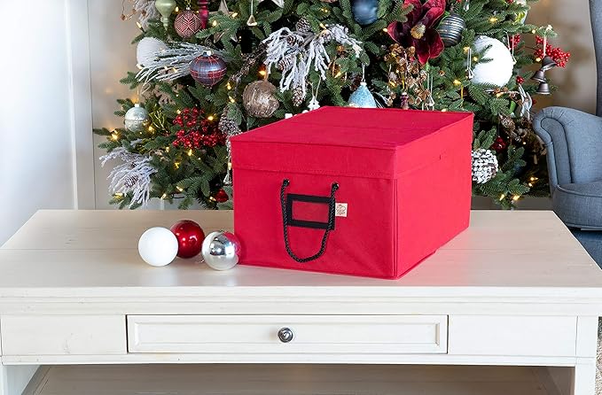 [Christmas Ornament Storage Box with Dividers] - (Holds 72 Ornaments up to 3 Inches in Diameter) | Acid-Free Removable Trays with Separators | 3 Removable Drawer Style Trays