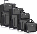 Travel Select Amsterdam 4-Piece Softside Expandable Rolling Luggage Set, Lightweight 2-Wheel Suitcases, Packing Cubes, Travel Tote, Durable Polyester Construction, Gray