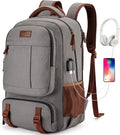 Tzowla Canvas Laptop Backpack, Bag for Men Women,Travel Work Rucksack Fits 17.3 Inch Laptop, Bookbag with USB Charging Port