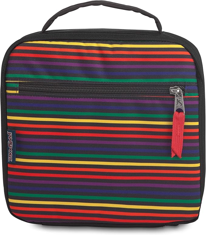 JanSport Lunch Break Insulated Cooler Bag - Leakproof Picnic Tote, Rainbow Stripes