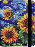 Passport Holder for Women and Men PU Leather Passport Cover for Travel (Sunflower)