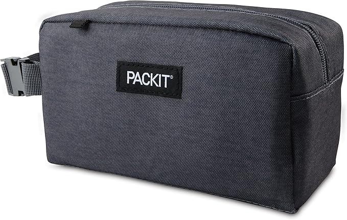 PackIt Freezable Snack Box, City Charcoal, Built with EcoFreeze® Technology, Collapsible, Reusable, Zip Closure with Buckle Handle, For Work Snacks, Fresh Snacks On the Go, Adults, and All Ages