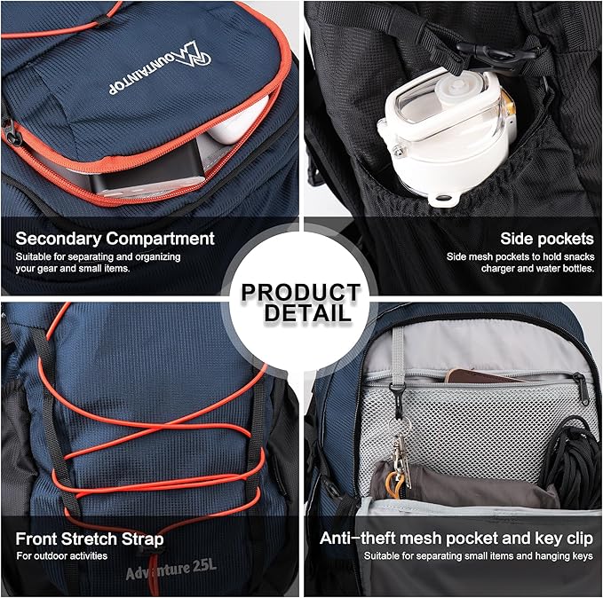 MOUNTAINTOP Hiking Backpack,25L Camping Backpack, Men Women Hiking Daypack Lightweight Travel Backpack for Camping Climbing Skiing Cycling