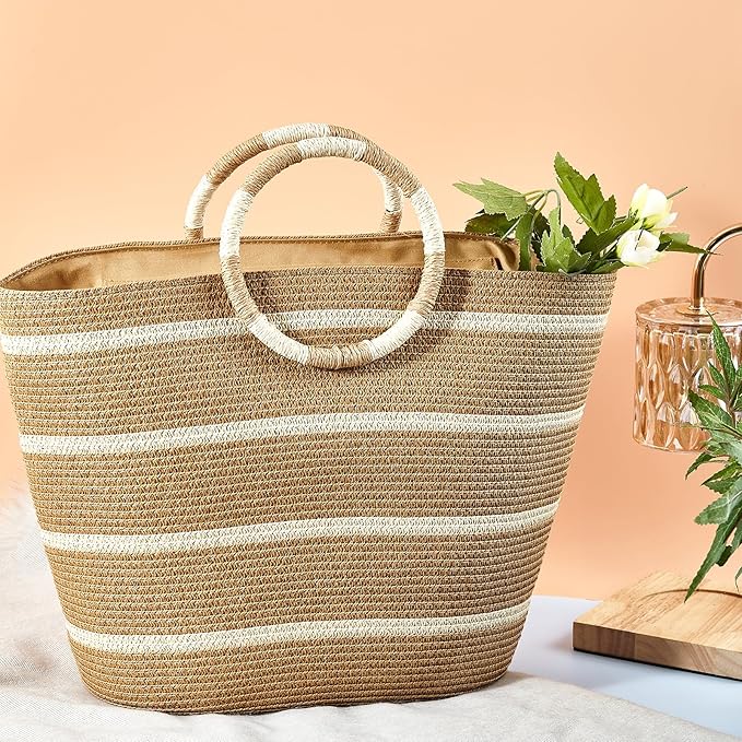 Beach Bags for Women Straw Tote Bag Summer Beach Bag Large Woven Straw Tote for Vacation Holiday
