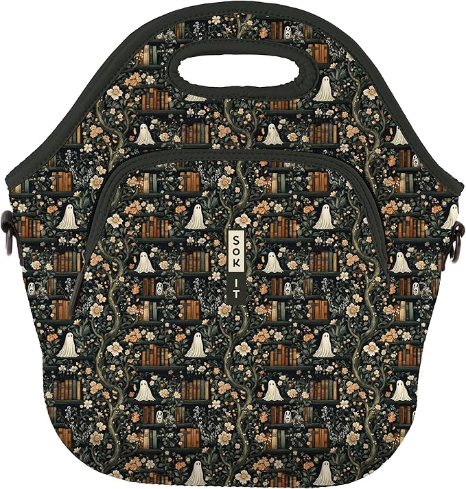 Sok It LunchTote Zippered Bag Insulated Neoprene Caddy (Ghost Stories, X-Large 6.5 Quart Lunch Tote)