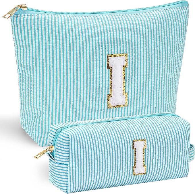 YOOLIFE Birthday Gifts for Women Mom - Christmas Gifts Idea for Her Mom Teacher | Personalized Cute Initial Makeup Bag Pouch for Women Friends Female Girlfriend Wife | Cosmetic Travel Toiletry Bag I