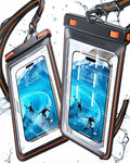 TORRAS 2 Pack IPX8 Waterproof Phone Pouch Floating, Underwater Screen Touchable, Waterproof Phone Case with Lanyard for iPhone 16 Pro Max 15 14 S24, Cell Phone Dry Bag Cruise Essentials 7.0", Black