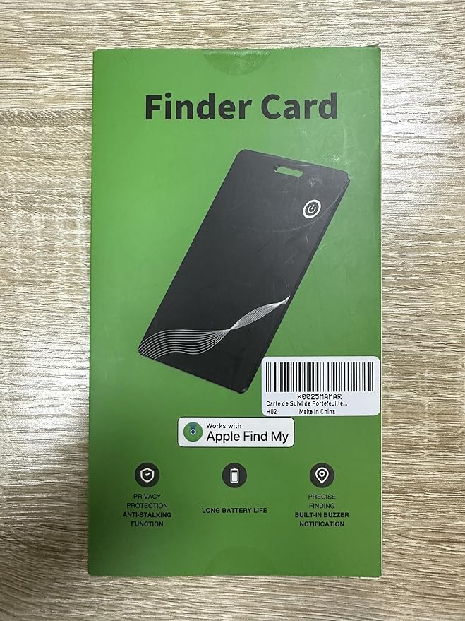 Wallet Tracker Card, Rechargeable Finder, Works With Apple Find My (iOS Only), Thin GPS Item Locator for Wallets, Luggage and More, IP68 Waterproof (Black)