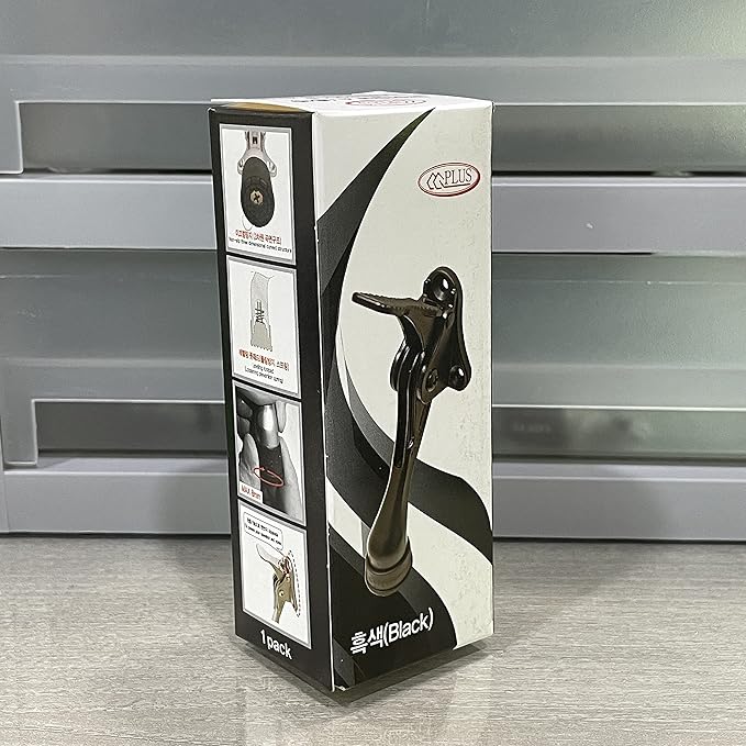 Door Stopper, One-Touch semi-Automatic Metal Door Stopper, with Non-Slip Rubber Tip for Wood, Concrete, Tiled, and Carpeted Floors (4inch x 1pack, Black)