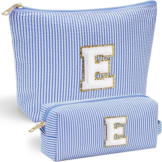 YOOLIFE Personalized Makeup Bag for Women, Initial Make Up Bag Travel Makeup Bag for Women Mom Birthday Gifts Cosmetic Bag Makeup Bag Birthday Gifts for Women Niece Gifts Teen Girl Gift for Her E