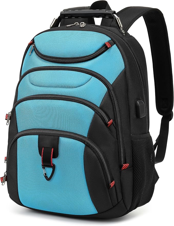 Boavan Laptop Backpack for men, 15.6 inch Laptop Bag with USB Port, Waterproof Travel Work Backpack Purse, Anti-Theft Teacher Nurse Doctor Casual Bookbags Office Business backpack，Sky Blue/Black