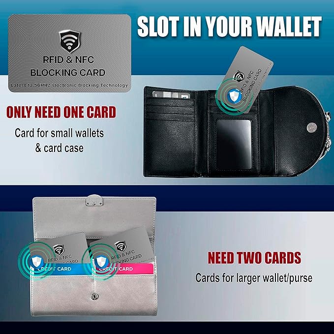 SaiTech IT RFID Blocking Cards - Protects Entire Wallet, NFC & Contactless Card Protector - Grey (10 Pcs)