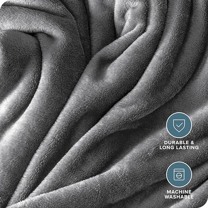 Bare Home Fleece Blanket - Baby Size - Ultra-Soft Lightweight for Bed, Sofa, and Couch - Luxury Microplush - Cozy Warm Blanket (Baby, Grey)