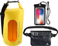 Freegrace Waterproof Dry Bags Set of 3 Dry Bag with 2 Zip Lock Seals & Detachable Shoulder Strap, Waist Pouch & Phone Case - Can Be Submerged Into Water - for Swimming (Yellow(Window), 10L)