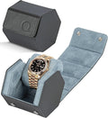 Leather Watch Cases for Men - Hexagon Single & Double Watch Roll Travel Case - Genuine Napa Leather with Velvet Interior - Storage & Display Holder 1 or 2 Watches