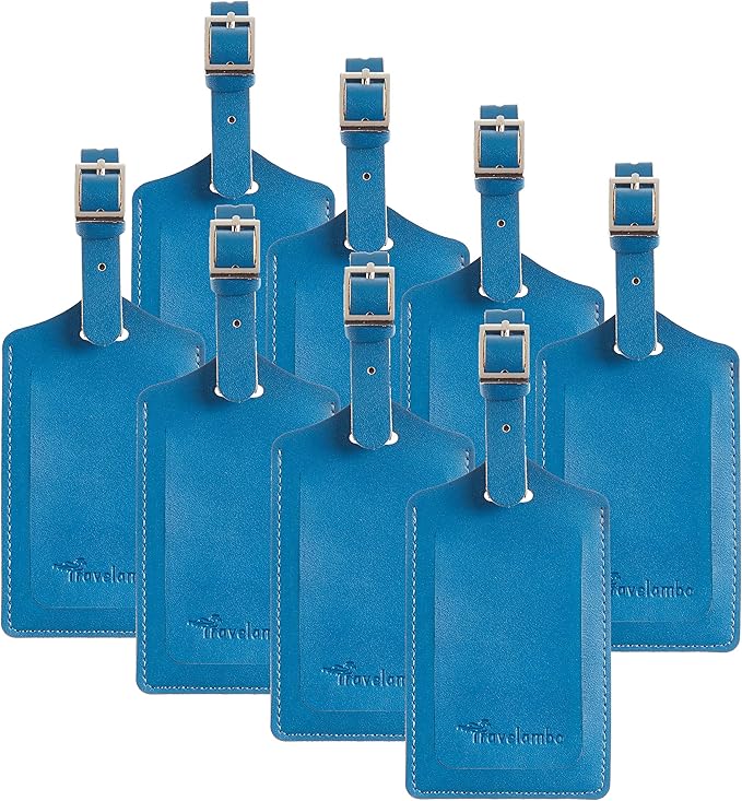 8 Pack Leather Luggage Travel Bag Tags by Travelambo