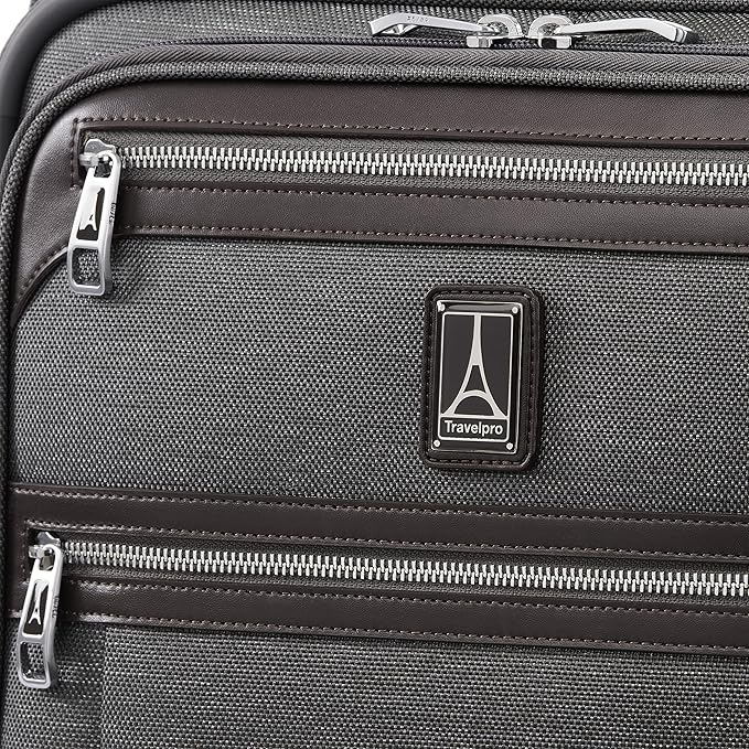 Travelpro Platinum Elite Softside Expandable Carry on Luggage, 8 Wheel Spinner Suitcase, USB Port, Men and Women, International, Vintage Grey, Carry On 19-Inch