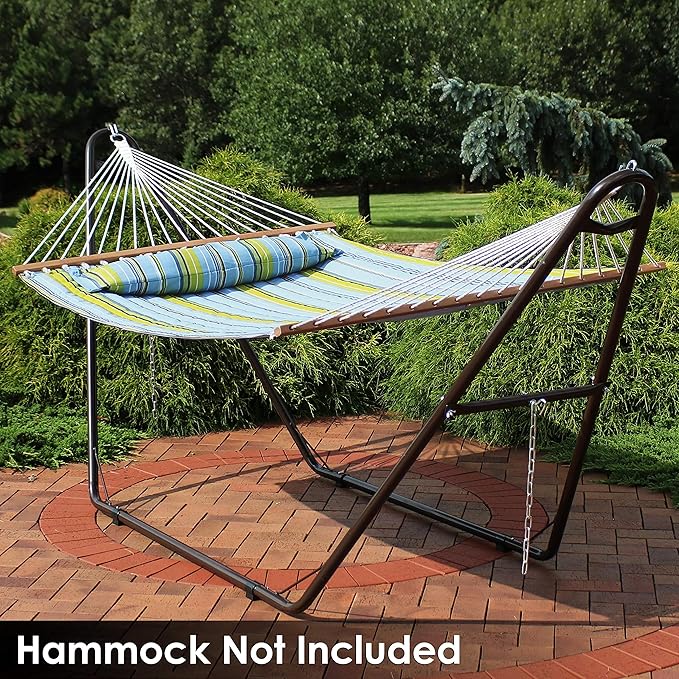 Sunnydaze Universal Double Hammock Stand Only - 550-Pound Capacity - Heavy-Duty Hammock Stand for Outside - Fits 9 to 14 Foot Hammocks - Green