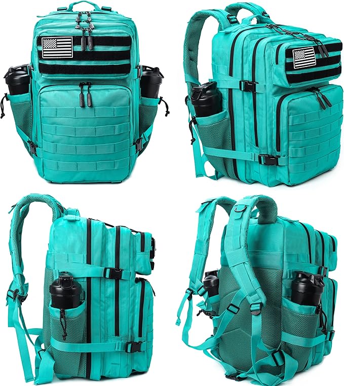LHI Military Tactical Backpack for Men and Women 45L Army 3 Days Assault Pack Bag Large Rucksack with Molle System-Mint Green