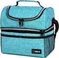 OPUX Lunch Box For Men Women, Insulated Large Lunch Bag Adult Work, Double Decker Lunchbox Meal Prep Dual Compartment Leakproof Lunch Cooler,Soft Lunch Tote Boys Girls Kids School, Aqua Turquoise 12L