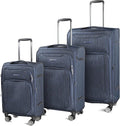 Cantor Ultra Lightweight Softside Luggage with Spinner Wheels, Set of 3, Expandable Suitcase with Retractable Handle and ID Tag, and Interlocking Zippers with TSA Lock