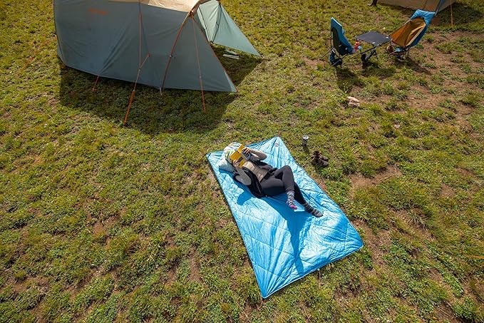 Big Agnes Why Not Picnic Blanket, 90x90 - Waterproof Outdoor Blanket with Insulation, Hidden Pocket & Stuff Sack for Camping, Beach, & Concerts