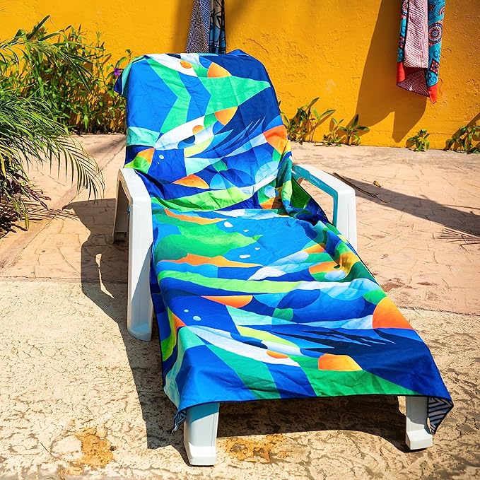 Elite Trend Quick Dry Towel Extra Large 78x35 Inch - Microfiber Beach Towel - Perfect for Beach, Travel, Swimming, Pool, Yoga, Hiking, Camping - Lightweight, Fast Drying, Compact for Adults (Fishes)