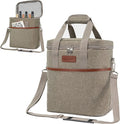 opux 6 Bottle Carrier Tote | Insulated Padded Wine Cooler Bag for Travel. Picnic, BYOB | Portable Leakproof Wine Tote Bag for Dinner, Party, Christmas, Wine Gift for Women, Men (Heather Taupe)