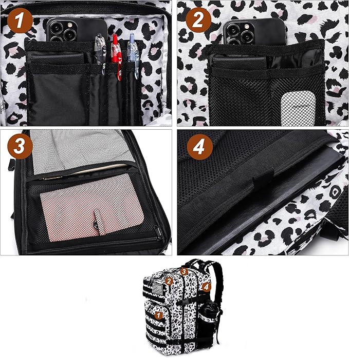 LHI Military Tactical Backpack for Men and Women 45L Army 3 Days Assault Pack Bag Large Rucksack with Molle System - Leopard